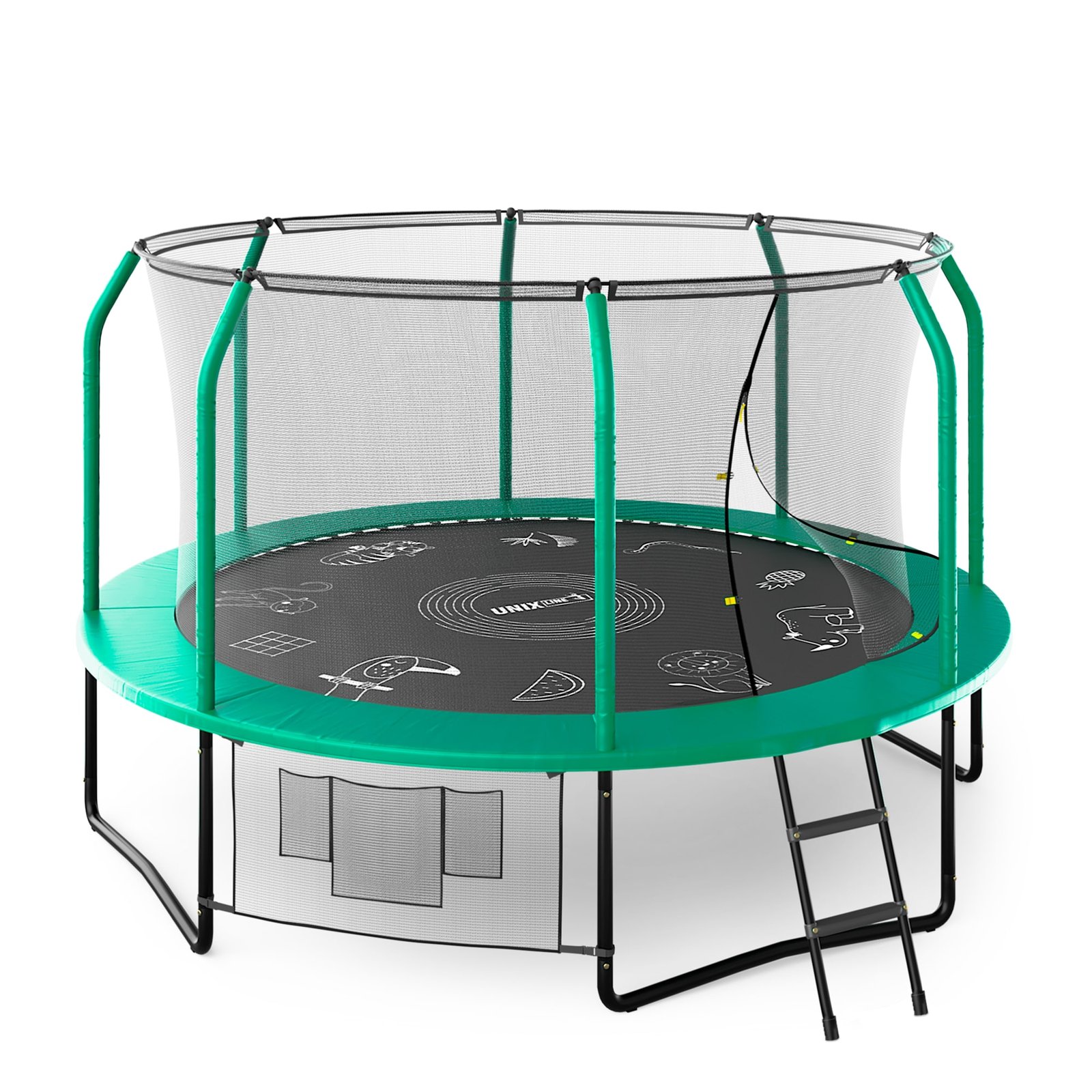 Батут UNIX Line Премиальный с играми / Supreme Game 12 ft (366 см) зеленый