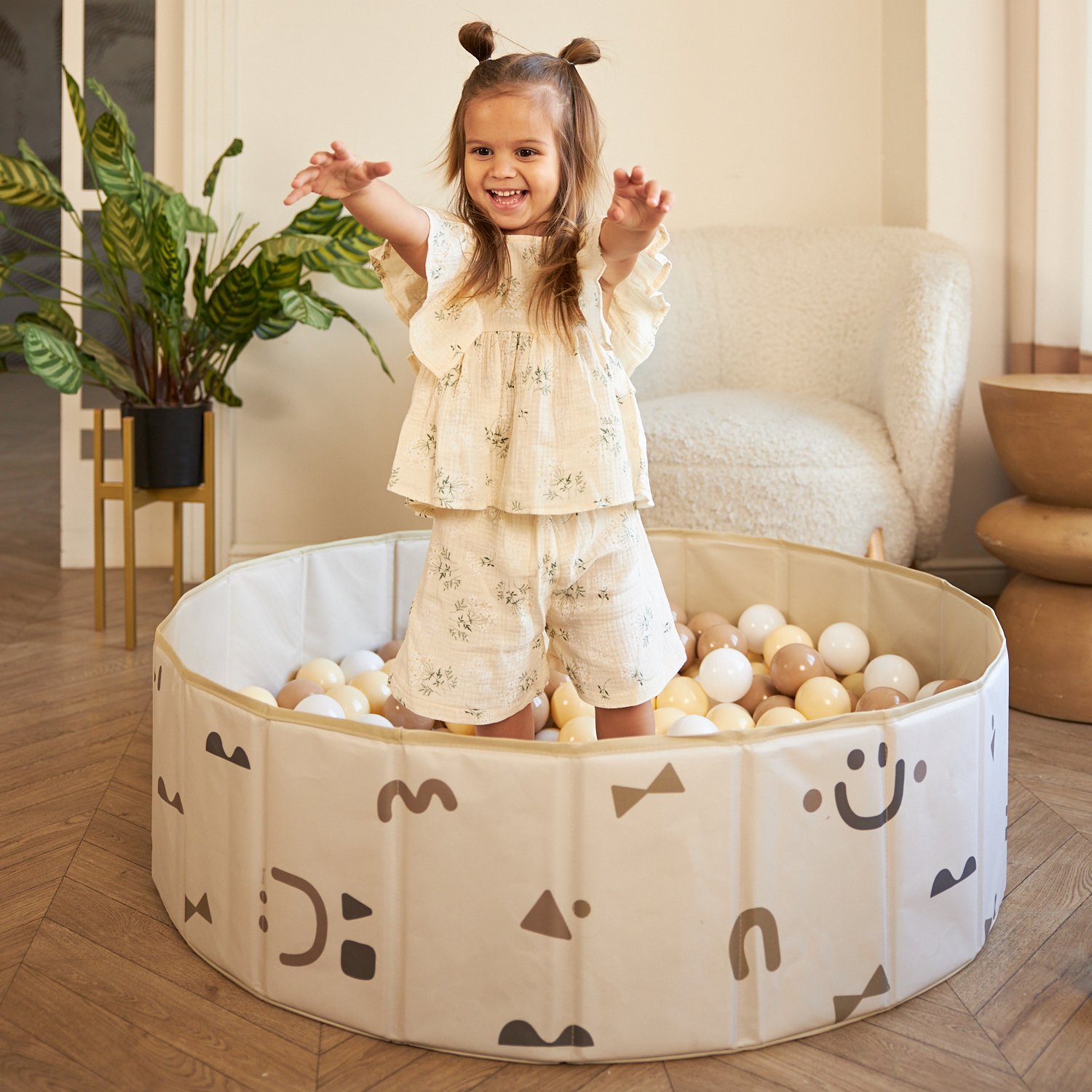 Сухой бассейн для шариков UNIX Kids Smile / Улыбка (100 см) бежевый
