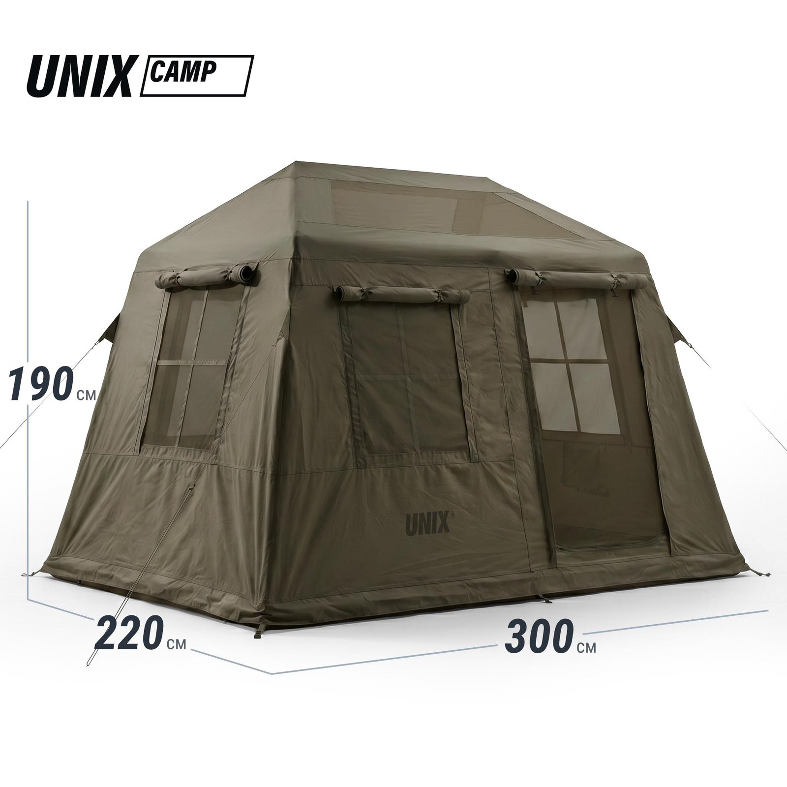 Надувная палатка UNIX Camp Vega 3х2 зеленый (+ навес)