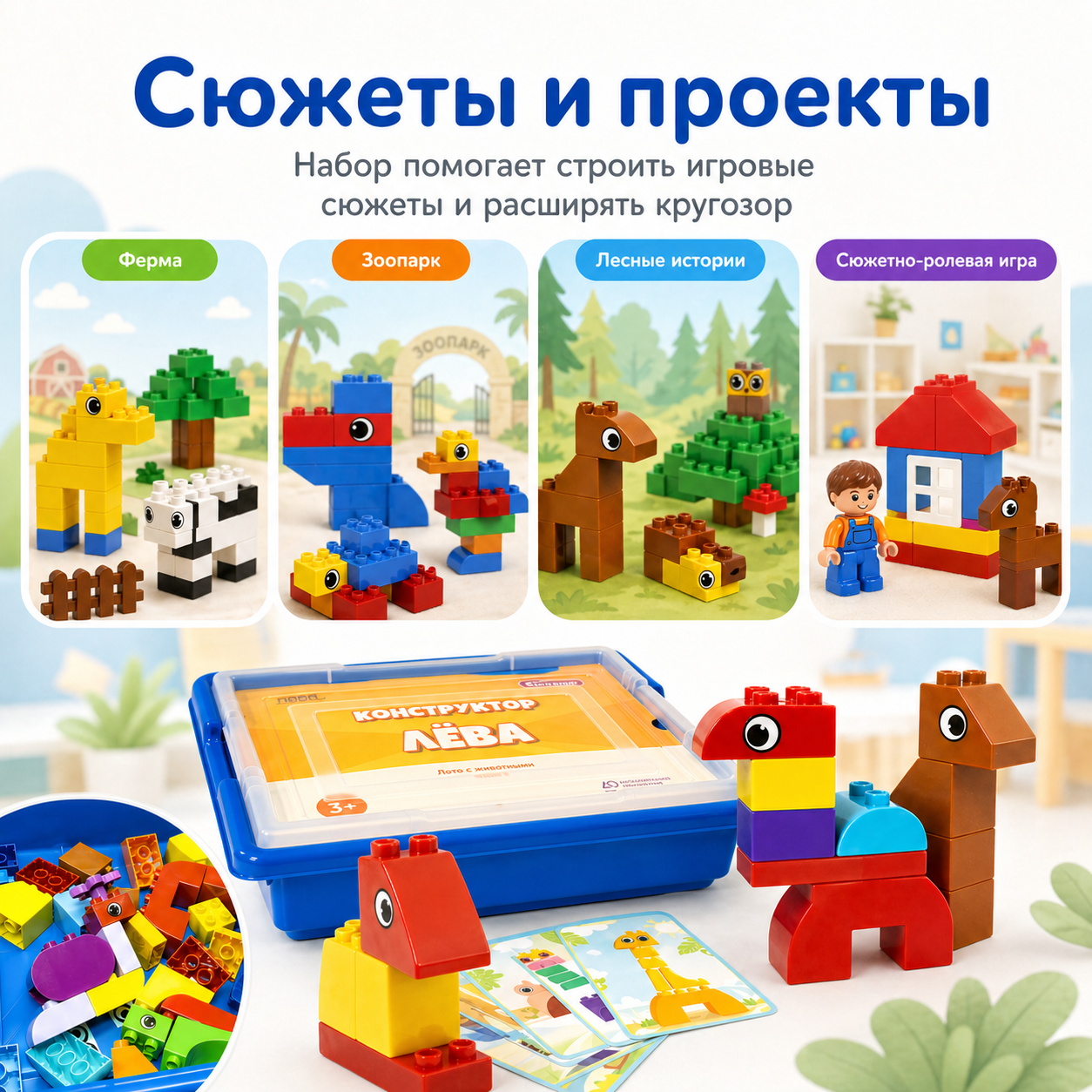 Конструктор Лёва. Лото с животными 45009 старт