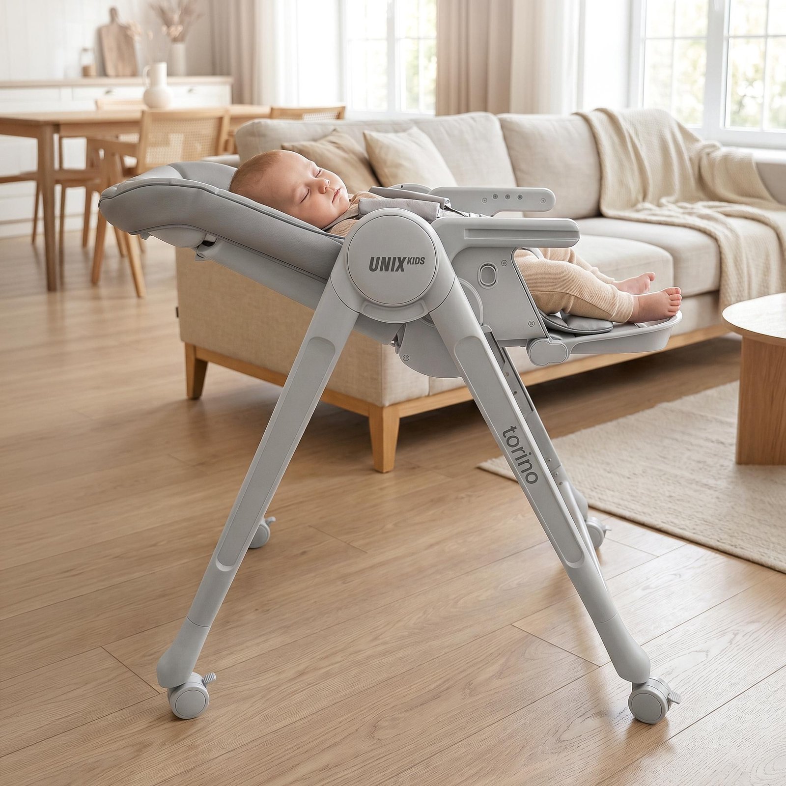 Стул для кормления UNIX Kids Torino светло-серый