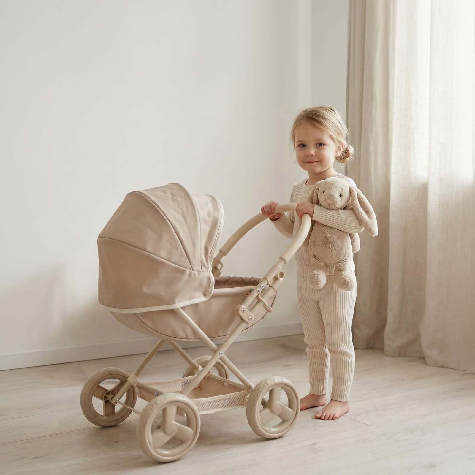 Коляска для кукол UNIX Kids Cradle Doll / с люлькой бежевый