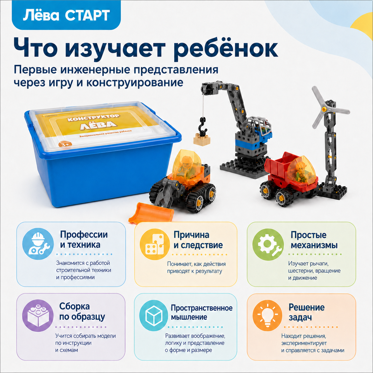 Конструктор Лёва. Строительная техника 45002 старт (Полный комплект)