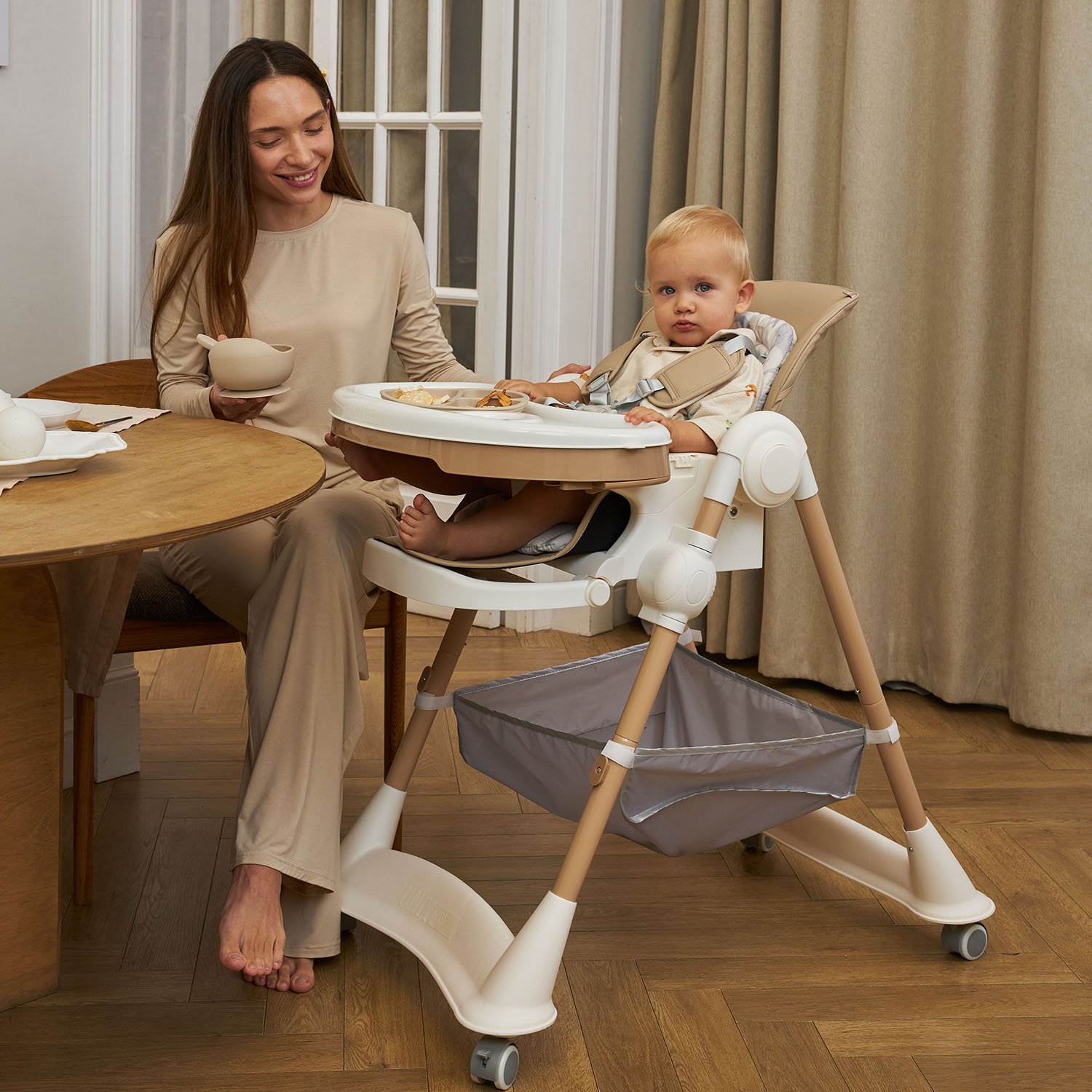 Стул для кормления UNIX Kids Ocean / Океан бежевый