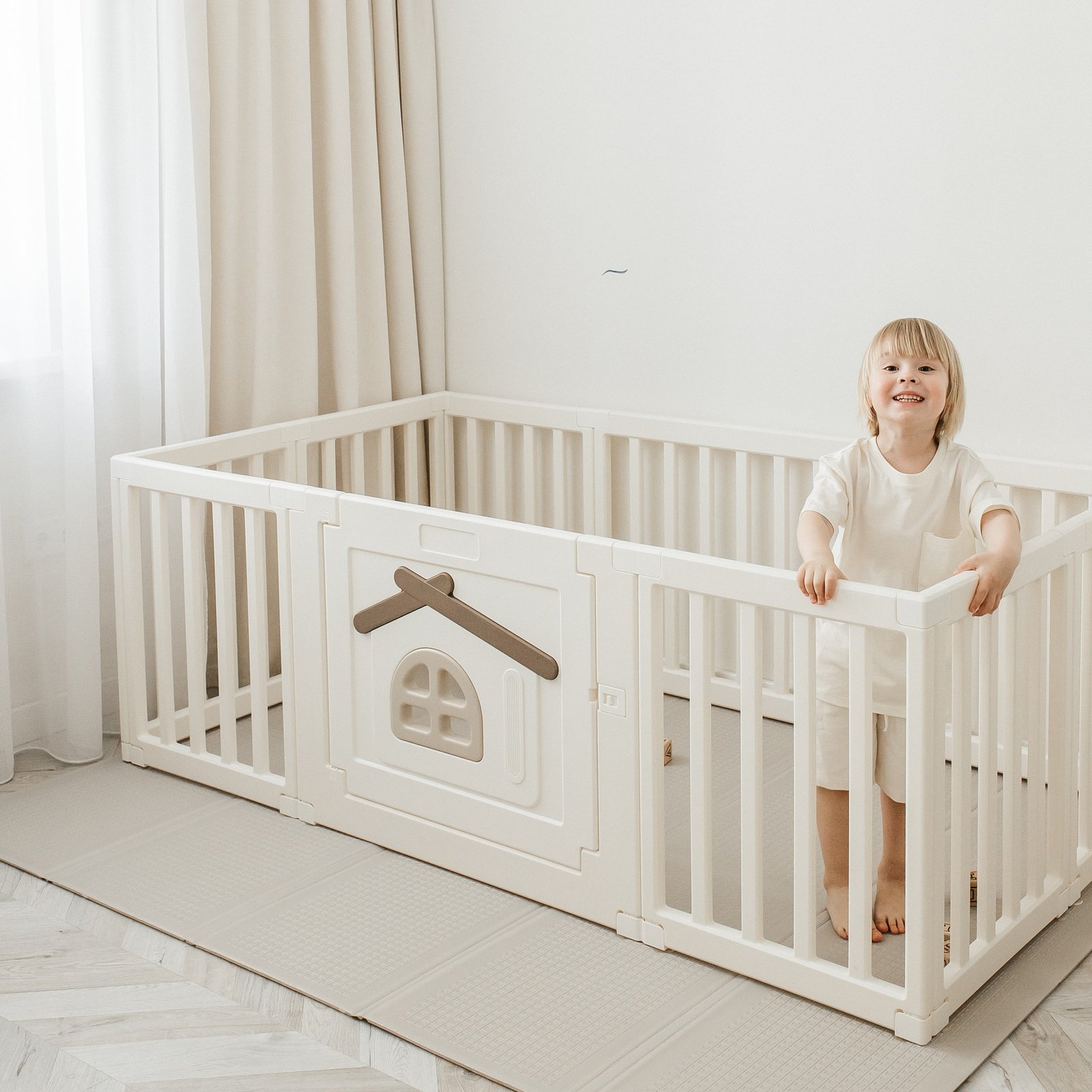 Большой детский игровой манеж UNIX Kids Classic Tree House / Классик домик на дереве 150 x 180 см бежевый