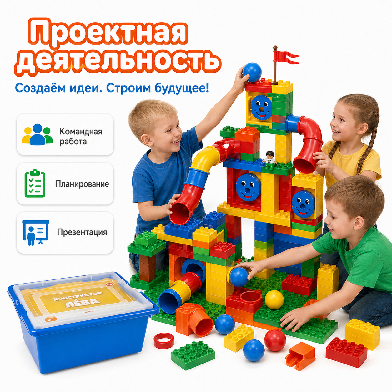 Конструктор Лёва. Набор с трубками 9076 (L9076) (Полный комплект)