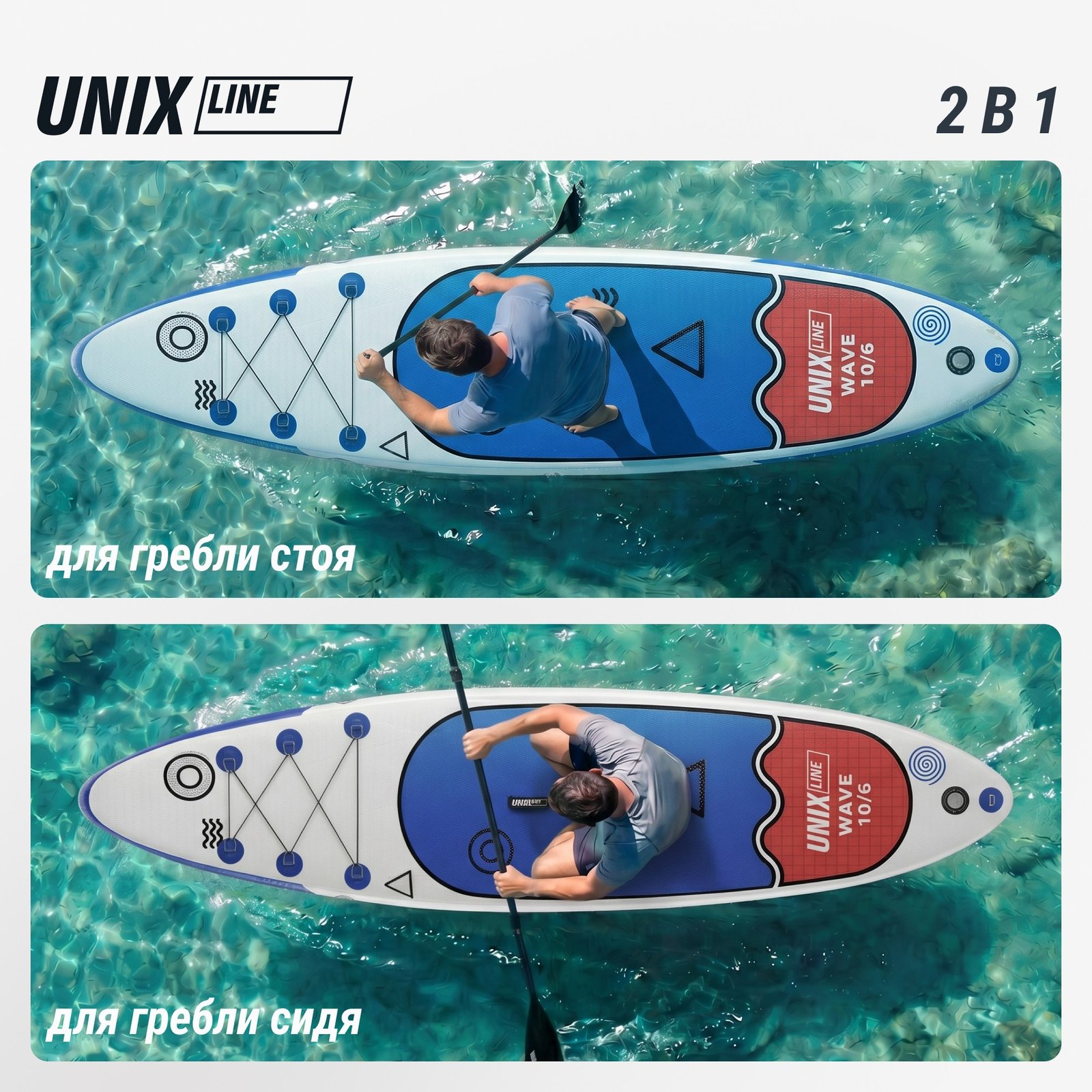SUP-борд UNIX Line Глубокое море / Deep Sea (320 см) + сиденье
