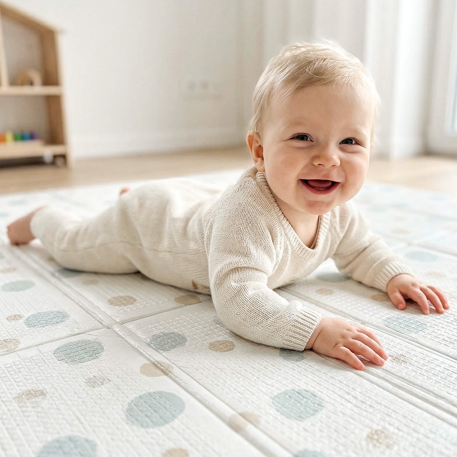 Игровой коврик складной UNIX Kids Circles / Круги 150x180 см серый