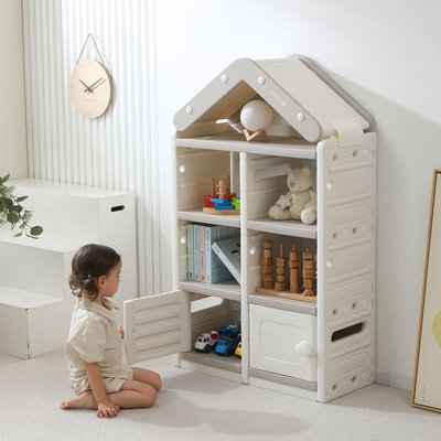 Стеллаж для игрушек UNIX Kids House / Дом (2 ящика) серый