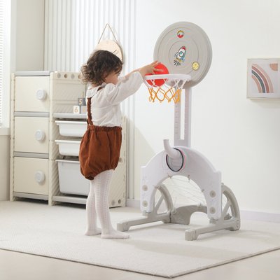 Баскетбольная стойка UNIX Kids Space / Космос серый