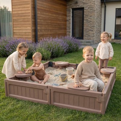 Песочница UNIX Kids Square квадратная 123 х 123 см коричневый