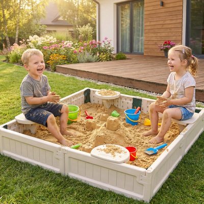 Песочница UNIX Kids Square квадратная 123 х 123 см бежевый