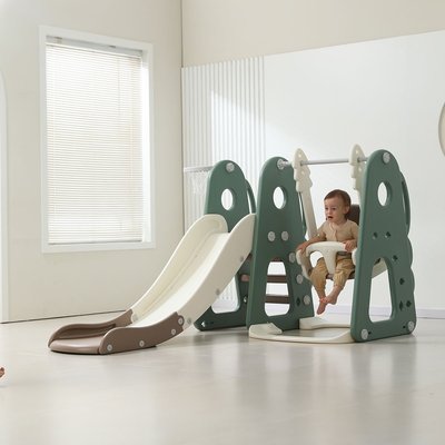 Горка с качелями UNIX Kids Dino / Дино зеленый