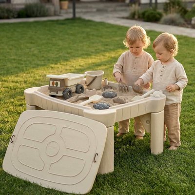 Песочница UNIX Kids Table / стол с крышкой 96 х 66 см бежевый