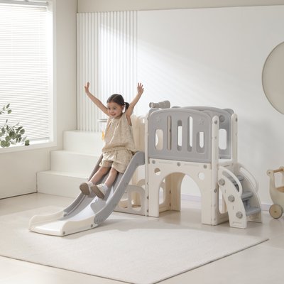 Игровой комплекс с горкой UNIX Kids Star / Звезда серый