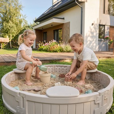Песочница UNIX Kids Round круглая 120 см бежевый