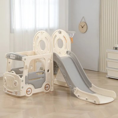 Игровой комплекс с горкой UNIX Kids Bus / Автобус (171 см) серый