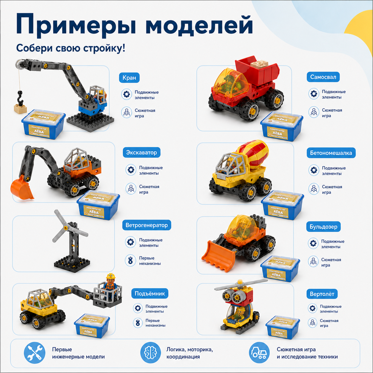 Конструктор Лёва. Строительная техника 45002 старт (Полный комплект)