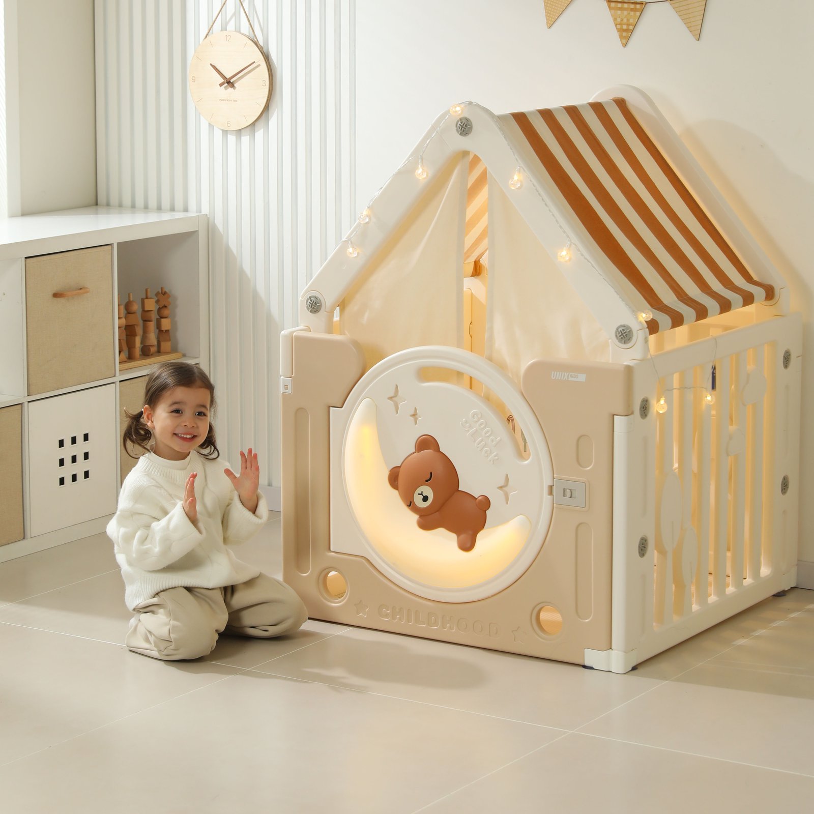 Домик UNIX Kids Bear on the moon / Медведь на луне бежевый